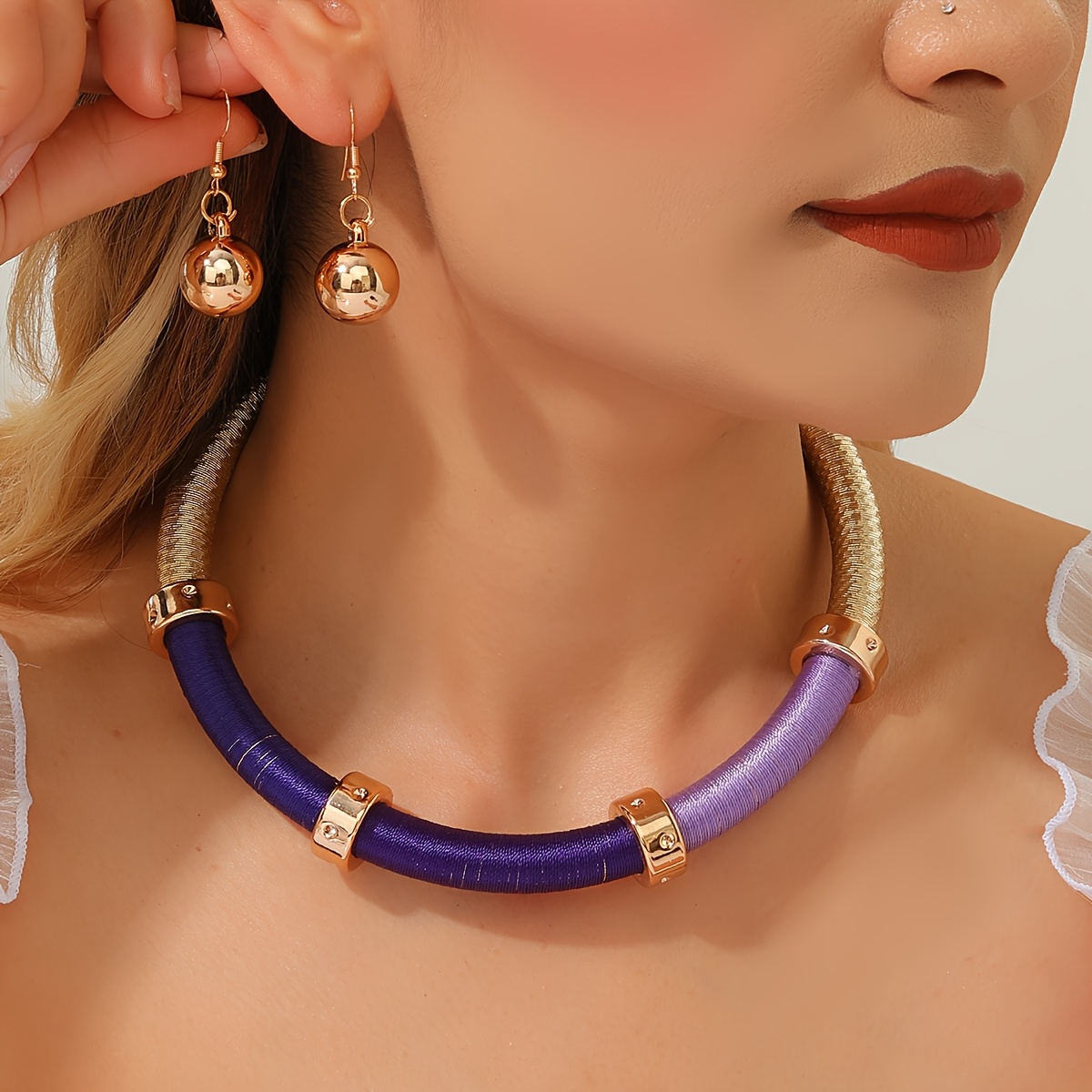 Handmade Multi-Layer Bohemian Evening Necklace & Earrings Set